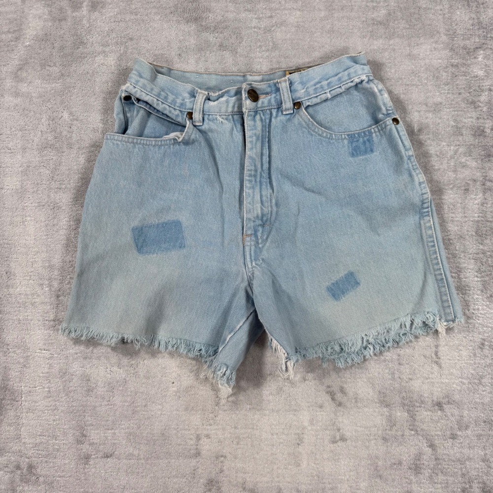 Rue Royal Denim Shorts Womens 24 Light Blue Vtg High Waisted Raw Hem Distressed